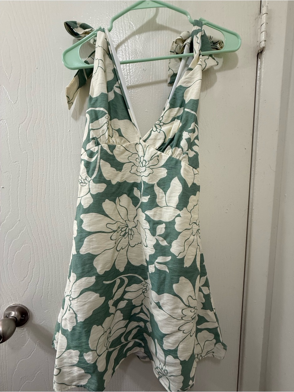 Tie-Shoulder Floral Sundress in Seafoam Green by